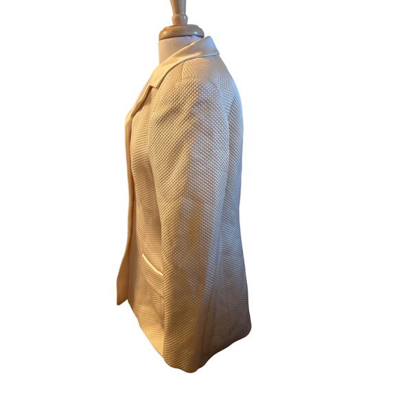 Vtg M Women Rickie Freeman Teri Jon Saks Suit Blazer Ivory Jacket Coat Textured - Picture 4 of 7